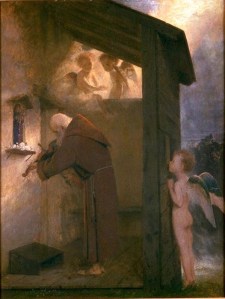 Arnold Böcklin-L'Ermite au violon. (Huile sur toile de 1884.)